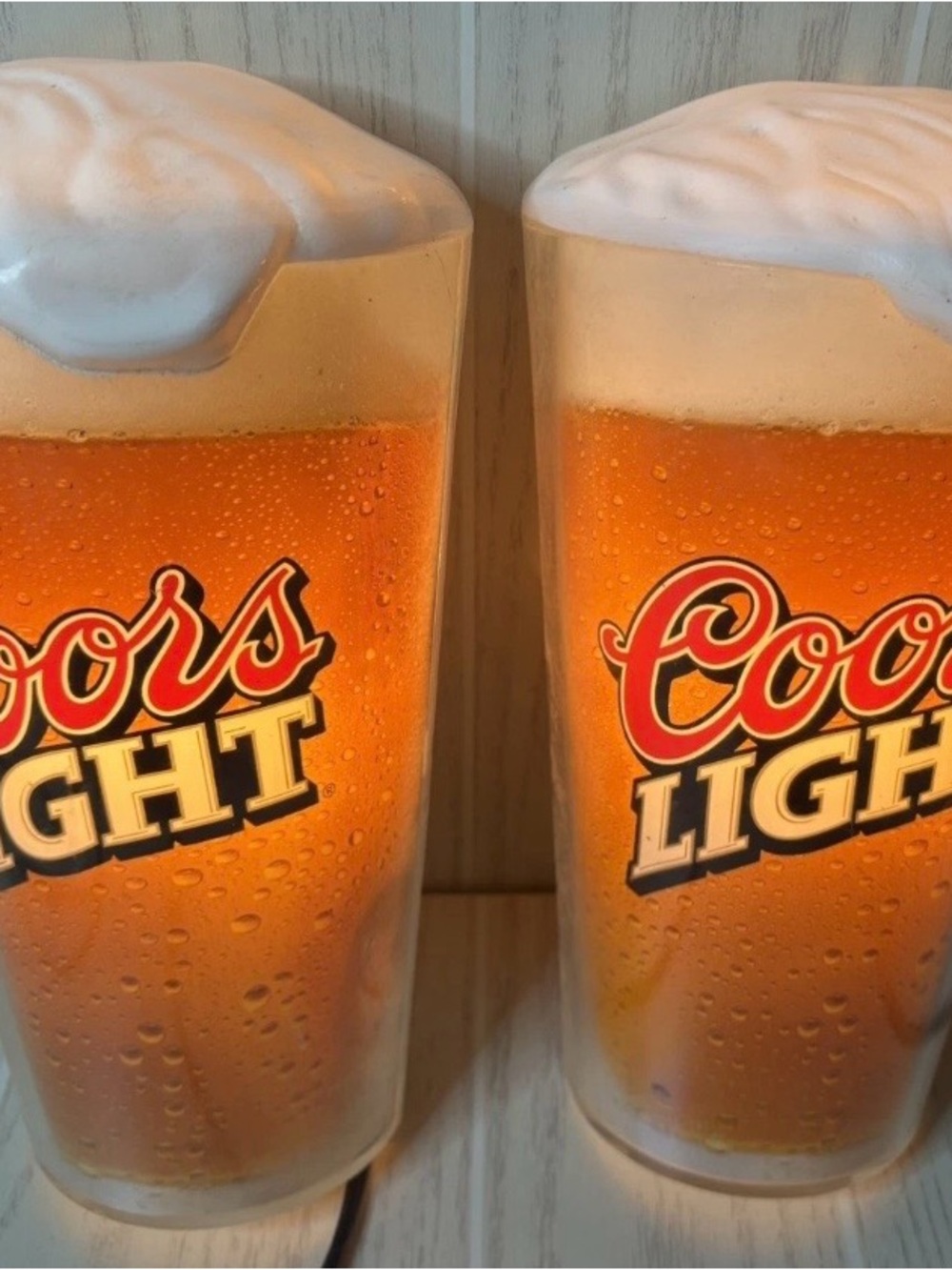 Coors Light Rare Vintage 3D Beer Pint Glasses Wall Lamps Tested Works